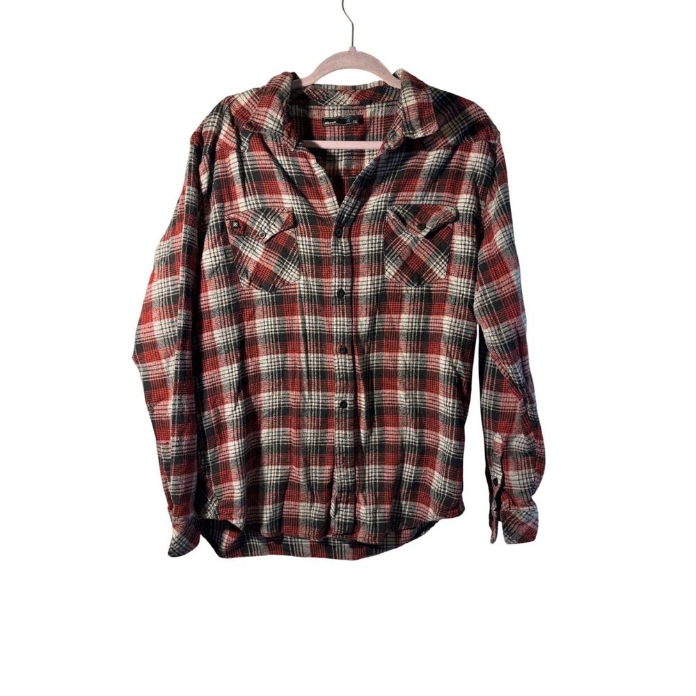 akrux Plaid Flannel Shirt Red‎ Black White Long Sleeve Casual Button Up XXL
